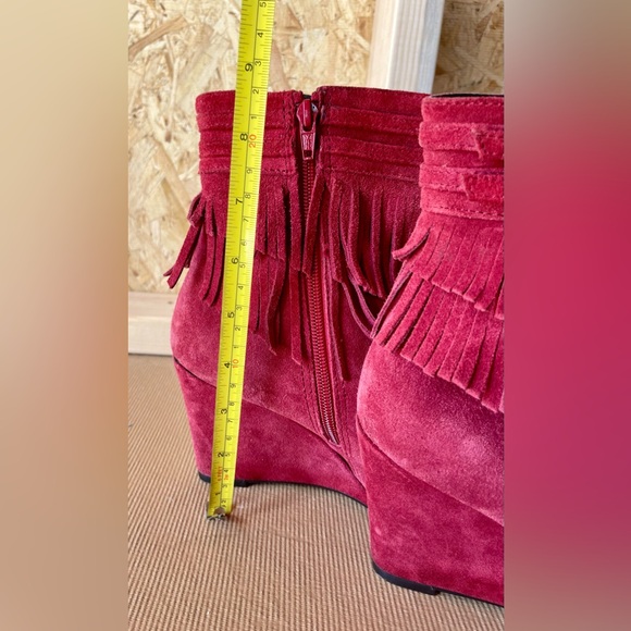 Aerosoles Fringe Suede Ankle Booties Size 7.5 Zip Up - Picture 8 of 8